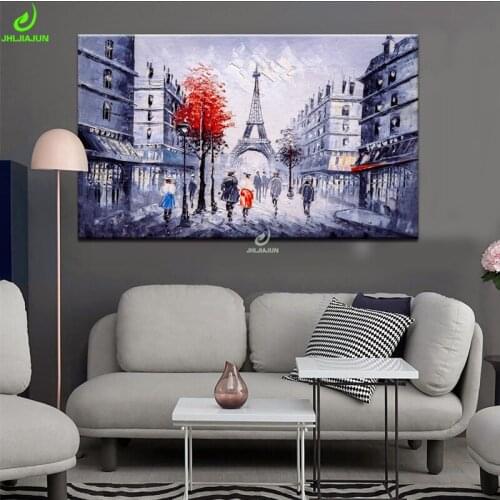 JHLJIAJUN Canvas Oil Painting Walking Paris City Nordic Colorful Modular Wall Art Print And Poster Study Living Room Home Decor
