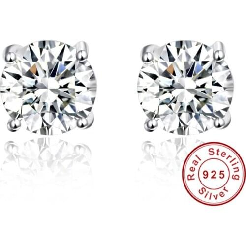 JQUEEN New Women Stud Earrings 925 Sterling Silver AAAAA Level Crystal Earring Gift for Women with Jewelry Box Brincos De Prata