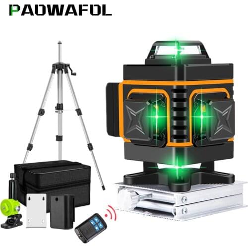 16 Lines 4D Wireless Remote Laser Level Self-Leveling 360 Horizontal & Vertical Cross Super Powerful Green Laser Level