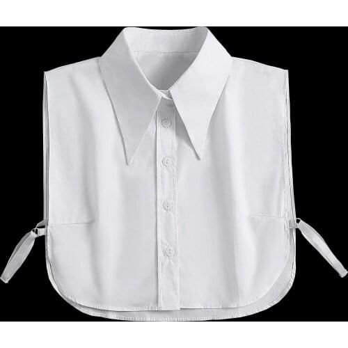 Linbaiway Women Cotton Big Lapel Fake Collar Ladies Detachable Lapel Half Shirt Blouse Removable False Collars Female Decorative