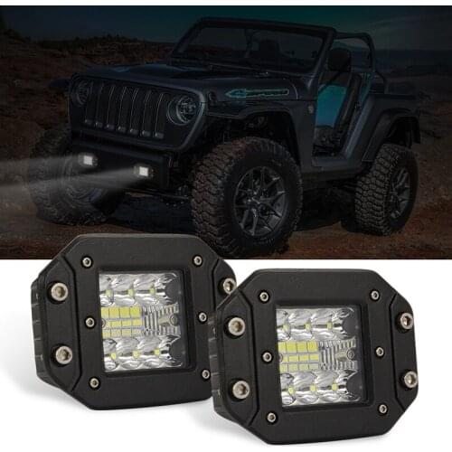 48W 4800LM Embedded Spot Flood Car LED Work Lights Auto Truck SUV Boat Off-Road Lamp Flush Mount