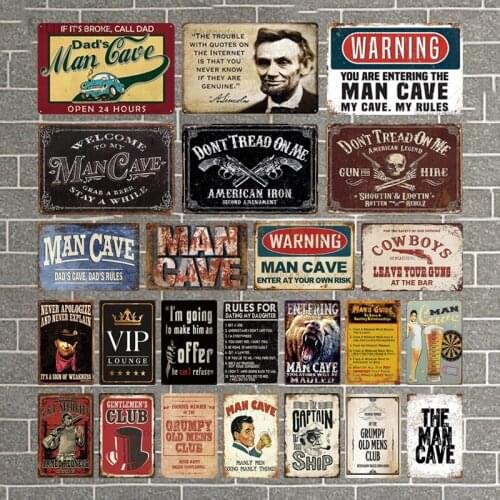 Man Cave Club Bar Metal Sign Size 20x30cm Wall Tin Metal Plaque Poster Decorative Iron Plaque Vintage Plate Bar Sign