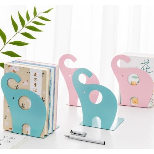New 2 Pcs/set Creative Modeling Book Stand Elephant Book Stand Cartoon Metal Bookend Reading Book Holder Shelf Office Supplies