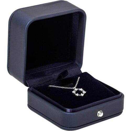 New Fashion 2020 Quality PU Leather Jewelry Package Wedding Ring Stud Earrings Pendant Navy blue Organizer Storage Gift Box