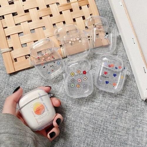 New Cartoon Flower and astronaut Earphone Case For Baseus W04 W04 Pro TWS TPU Transparent Headphone Case for Baseus with Hook