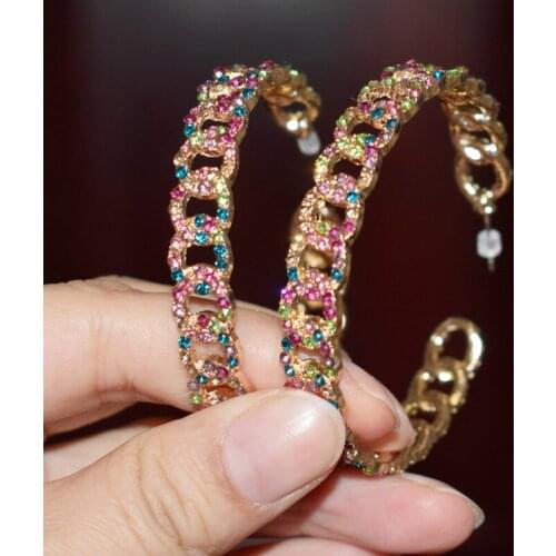 New Arrival Rhinestone Gems 2Size Hoop Earrings For Women Fashion Jewelry Maxi Lady Statement Earrings Accessories