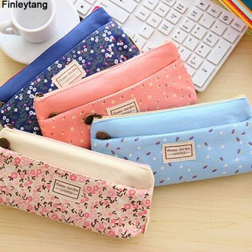New Kawaii Flower Pencil Case Multifunction Fashion Canvas Pencil Bag School Supplies Cute Creative Stationery Gift Pencil Box