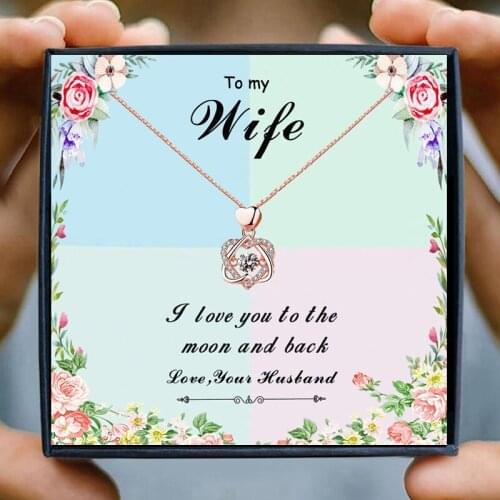 Rose Gold Necklace for Wife Valentines Day Gift Women Ladies Gift Heart Pendant Necklace Women Collares Girl Necklace Jewelry