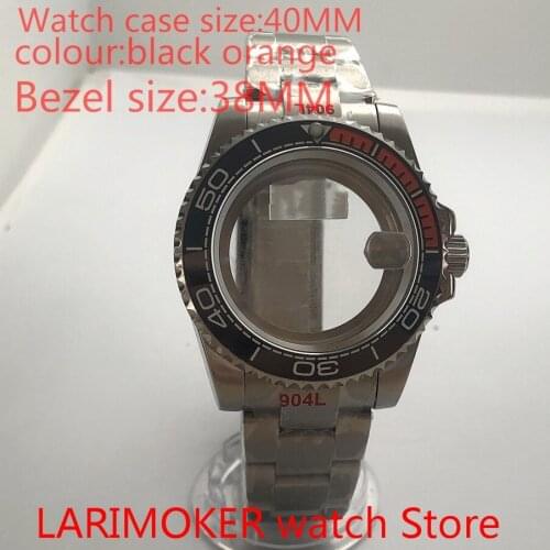 Suitable for NH35NH36 Miyota8215 40mmsapphire glass 904L stainless steel case transparent back with rotating bezel black orange