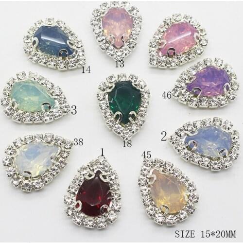 Rhinestones Wedding Buttons Decor 10Pcs/Lot 15*20mm Buttons Diy Hair Flower Ribbon Wedding Embellishment Decoration Accessories