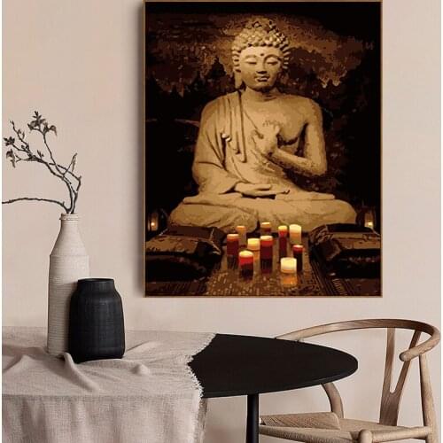 Paint by number art painting by numbers Hand-painted traditional Buddha statue home corridor decorative painting