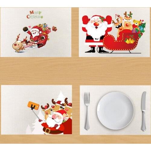 Merry Christmas Santa Claus Table Napkin Merry Christmas Linen Decoration Napkins Placemat Table Mat onderzetters posavasos