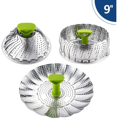 Folding Dish Steam Stainless Steel Food Steamer Basket Mesh Vegetable Cooker Steamer Expandable Pannen Kitchen Tool Fast deliver
