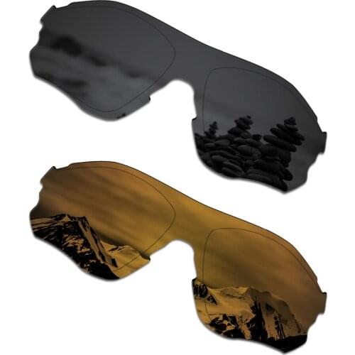 SmartVLT 2 Pieces Polarized Sunglasses Replacement Lenses for Oakley EVZero Path Stealth Black and Bronze Gold