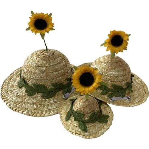 Dog Hat for Small Medium Big Dogs Cats Costume Pets Photography Props Cute Artificial Sunflower Dog Cat Straw Hat Pet Supplies