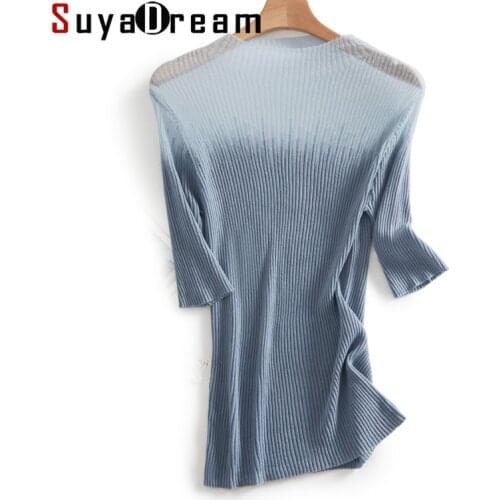 SuyaDream 2021 Winter Silk Wool Blend Tanks Transparent Collar Half Sleeves Pullovers 2021 Fall Winter Slim Sweaters for Woman