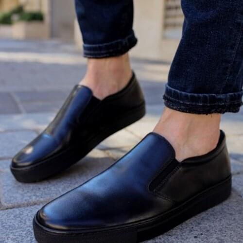 Tezcan Hakiki Deri 7599 Siyah Deri Erkek Spor Ayakkabı Türkiye'de Üretildi Özel Günlerde Giymek İçin Tasarlandı Hava Alabilir