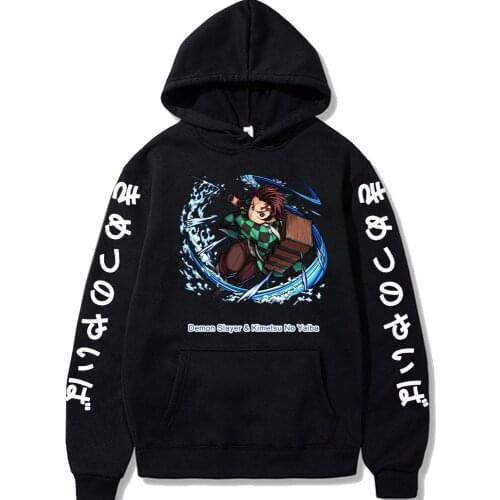 Kamado Tanjirou Demon Slayer Japan Anime Long Sleeve Sweatshirts Women Harajuku Fashion Hip Hop Itself Oversized Hoodies Unisex