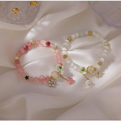 U-Magical Delicate Fashion Crystal Opal Elastic Charm Bracelet for Women French Rhinestones Flower Multicolor Bracelet Jewelry