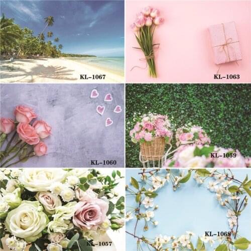 Vinyl Custom Photography Backdrops Prop Flower and Wooden Planks Theme Photography Background #0115