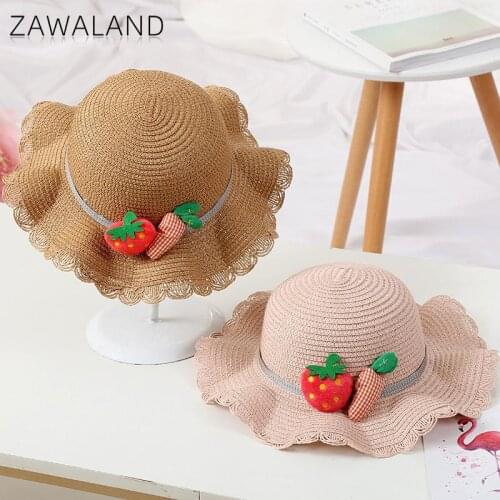 Zawaland Kids Cute Sun Hats Baby Girls Strawberry Beach Hat Sun Protection Casual Cap Outdoor Camping Hiking Headwear for 2-8Yrs