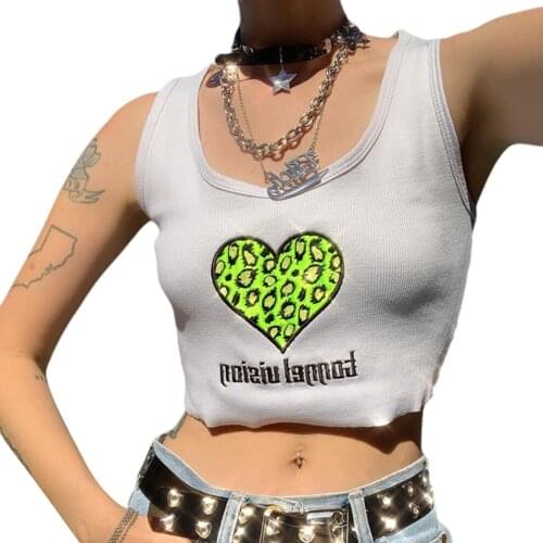 Women Fashion U-neck Embroidery Tank Top Stylish Sleeveless Tops for Ladies Female