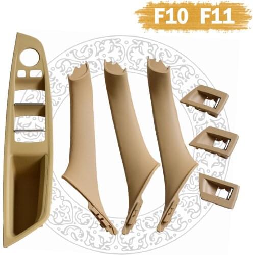 1 Set LHD For BMW F10 LCI 550i 550ix/Hybrid 5 2012-2016 Beige Black Car Interior Door Handle Inner Door Panel Pull Trim