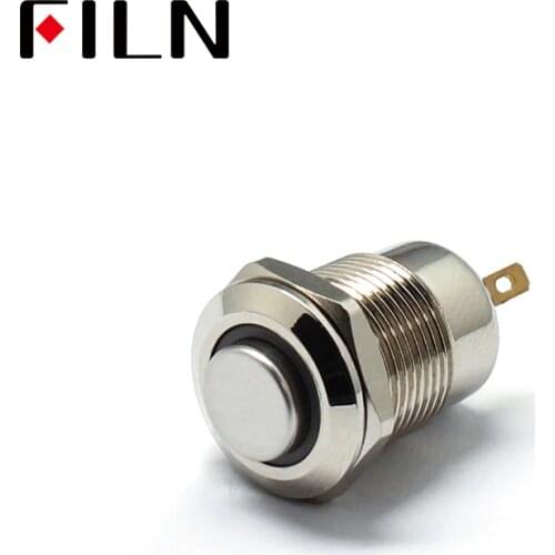 12mm 12V LED Momentary 2 Pins 4 Pins 1NO Latching Brass Nickel Plated anti vandal High Actuator Mini Metal Push Button Switch