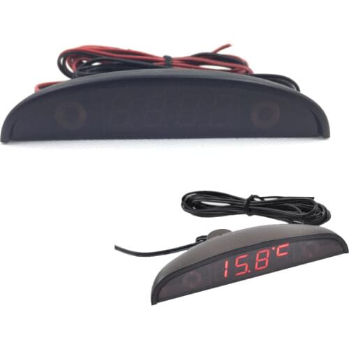 12V Car Interior 3 In 1 Car Clock Voltmeter Thermometer and Voltage Meter Monitor Touch Switch Blue Red Light