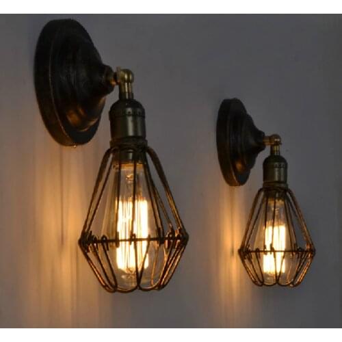 2 PCS Loft Vintage Metal Coffee Bar Wall Lights Cage Tube Balcony Ajustable Wall Sconces Country Rustic Corridor Wall Lamp