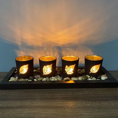 2021 Wooden Letter Candle Holder Creative Set Glass Candle Jars Decoration Candle Holde Ornaments