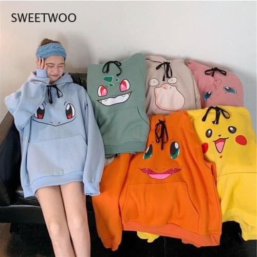 2021 Hoodies Women Hip Hop Sweatshirt Girls Harajuku Long Sleeve Japan Hoodie Streetwear Cute Cartoon Hoodie Men Womens
