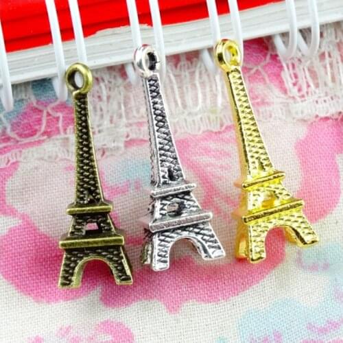24x8mm 100pcs Antique Silver Plated Antique Bronze Plated Gold Color Tower Handmade Charms Pendant:DIY for bracelet necklace