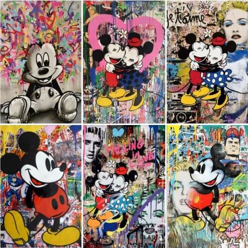 5D DIY Diamond Embroidery Graffiti Disney Mickey Mouse Full Square Round Diamond Painting Landscape Moasic Art Home Decoration