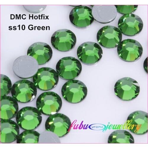 Free Shipping! 1440pcs/Lot, ss10 (2.7-2.9mm) High Quality DMC Green Iron On Rhinestones / Hot fix Rhinestones