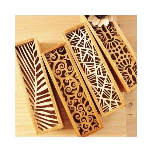 Pencil Case Lace hollow wooden stationery box storage Restoring ancient ways free shipping