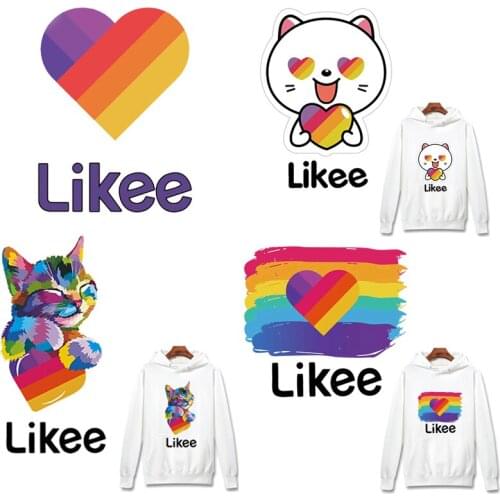 DIY Colorful Likee App Patches Iron On Transfers For Clothing T-shirt Hoodies Thermal Appliques On Clothing Washable Stickers