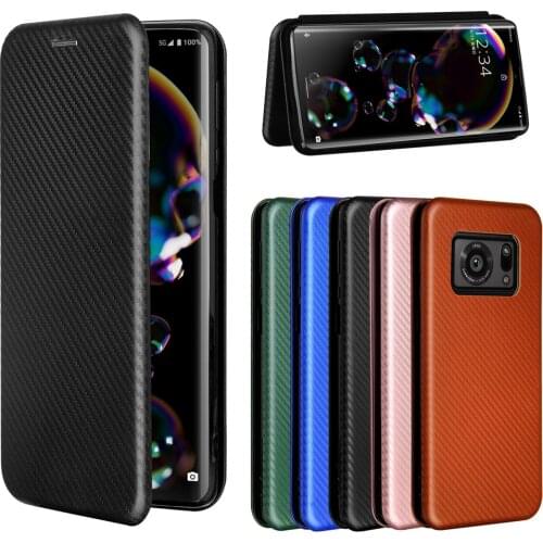 For Sharp Aquos R6 Case Luxury Flip Carbon Fiber Skin Magnetic Adsorption Case For Sharp Aquos R6 R 6 SH-51B Phone Bags