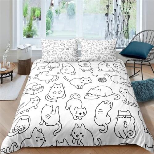 Home Textiles Luxury 3D Cat Print Duvet Cover Set 2/3 Pcs Pillowcase Kids Bedding Set AU/EU/UK/US Queen and King Size