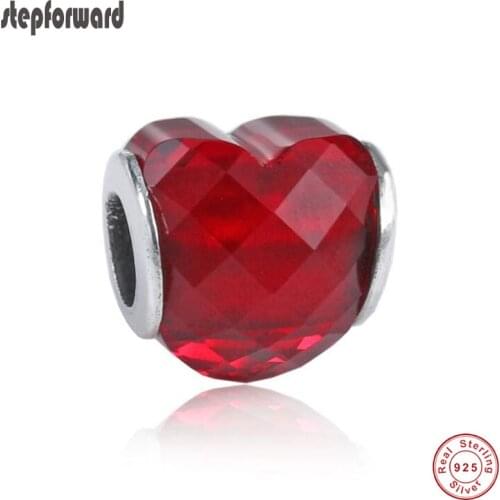 Good Quality Fantastic Crystal look 925 sterling silver heat shaped design charm fit European famous bracelet