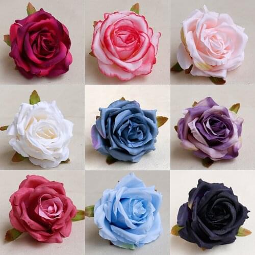 1pcs Artificial Roses White Silk Fake Roses Flower Faux Heads High Quality DIY Wedding Home Decoration Scrapbook Accessories
