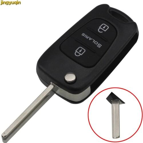 Jingyuqin Flip 3 Buttons Remote Car Key Case Shell For Hyundai Solaris Folding Key Fob Replacement Uncut Blade