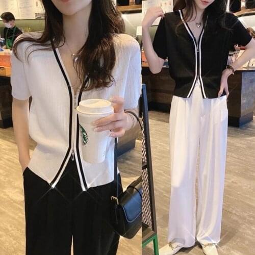 Cardigan Women Design Cropped Zipper Slim Harajuku Simple All-match Popular Trendy Cozy College Spring Summer Ladies Retro Ins