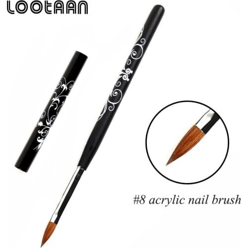 Lootaan 1 Pc #8 Kolinsky Acrylic Nail Art Brush Pure Sable Hair for Liquid Powder Manicure Nail Painting Pen Nail Art Tool