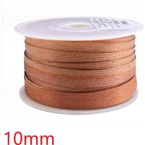 Width 10mm Copper Braided Cable Sleeve Anti Interference Wire Wrap Signal Shield Protector Audio Power Line Screen Metal Sheath
