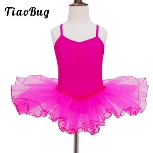 TiaoBug Cute Girls Spaghetti Straps Princess Ballet Tutu Dress Children Ballerina Party Fancy Dress Dance Leotard Kids Dancewear