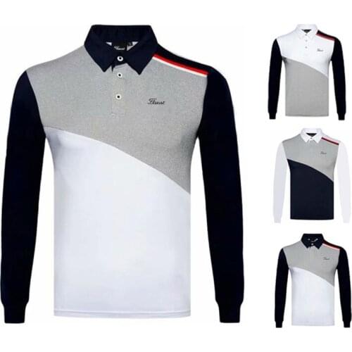 New golf suit mens Long Sleeve T-Shirt Top breathable and sweat wicking outdoor sports leisure polo shirt summer