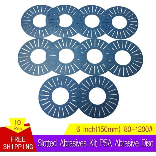 10 PCS 6 Inch 150MM Slotted Abrasives Kit PSA Abrasive Disc Blue Sandpaper 80 to 1200 Grits for Work Sharp WS3000 Tool Sharpener