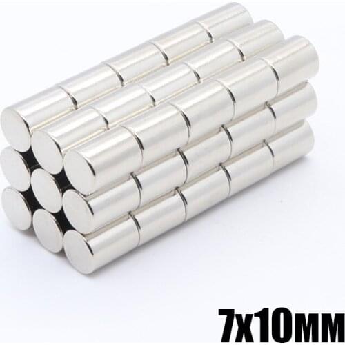 50Pcs 7x10 mm Neodymium Magnet Permanent N35 7mm x 10mm NdFeB Super Strong Powerful Magnetic Magnets Small Round Disc