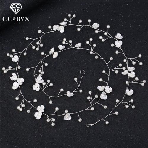 CC Hairbands Headbands Crown Shell Pearl Engagement Wedding Hair Accessories For Bride Jewelry Flower Crystal 100% Handmade M027
